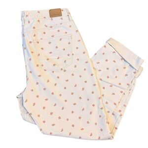 American Eagle Outfitters Mom Jean with Orange Floral Pattern